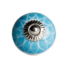 Homeroots 1.5" X 1.5" X 1.5" Ceramic Metal Aqua And White 12 Pack Knob