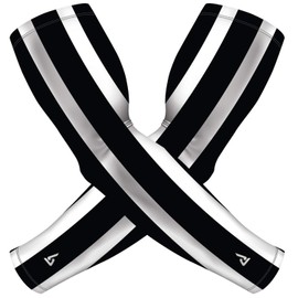 B-Driven Sports Black White Arm Sleeves For Women & Men. Great Compression For All Athletes incl. Football, Baseball, Basketball, Bowling, Darts, Cycling. XL