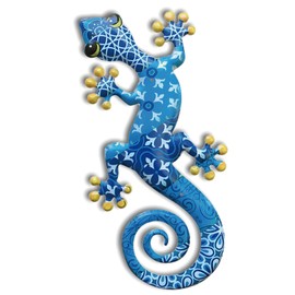 Large Metal Gecko Wall Decor - 15.7" Outdoor Fence Wall Art Decor, Lifelike Sculpture Hanging Decoration for Indoor Outdoor, Yard Patio Fence Garden Home Office