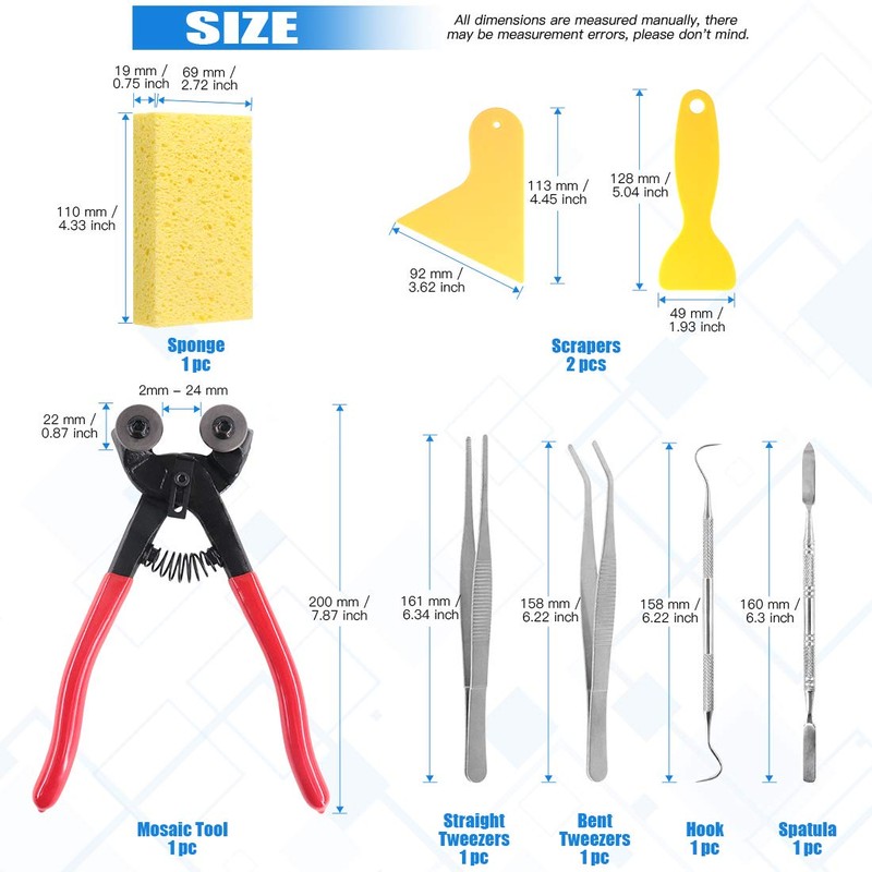 Glarks 8 Pieces Mosaic Tools Set, Heavy Duty Double Wheeled