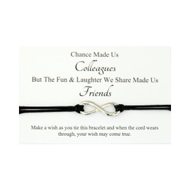 Lucor Colleagues Fun and Laughter,Leaving Job Gift,Office Work Coworker Gift,Infinity Wish String Bracelet,Friendship Inspirational Gift(Black)