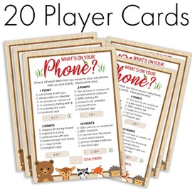 What's On Your Phone - Woodland Baby Shower Game - 20 Cards