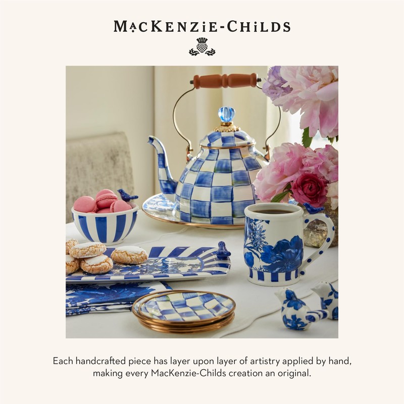 MACKENZIE-CHILDS Royal Check Enamel Canister, Blue-and-White Kitchen Storage Container with