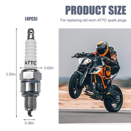 Wevdn 4PCS Spark Plug, A7TC Spark Plug for GY6 50cc 70cc 90cc 110cc 125cc ATV Scooter Dirt Bike Moped Go Kart Racing Bike, Spark Plugs Replacement Compatible with C7HA C5HA PZ7HS S102F Z12