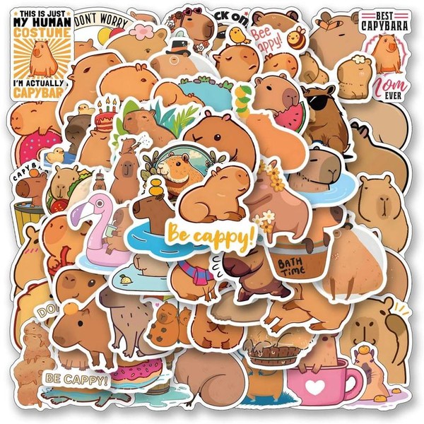 60 count Capybara Stickers Vinyl Aesthetic Cute Cartoon Decals Stickers