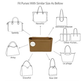 ETTP Purse Organizer Insert For Handbags, Tote Bag Organizer Insert, Handbag Organizer For Tote & Handbags, Compatible with Neverful Speedy and More (XLarge,Lighting Coffee)