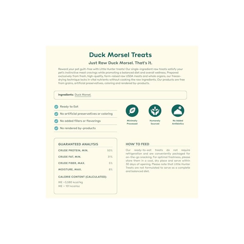 Little Hunter Freeze Dried Dog Treats - Duck Morsel -