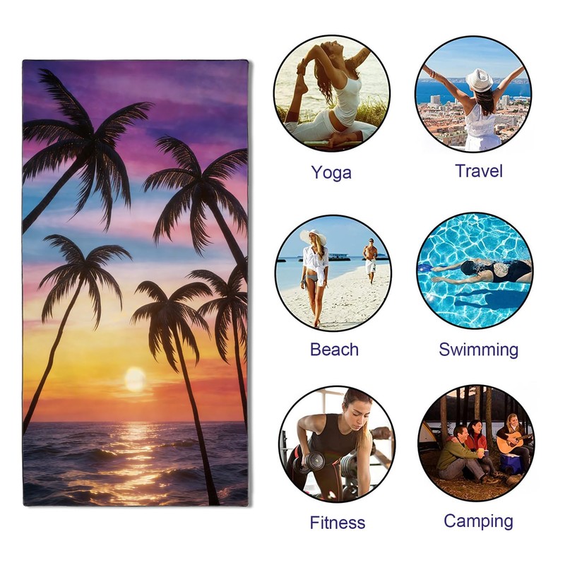 XSMEI Coastal Seaside Sunset Beach Towel Oversized 36" x 72",
