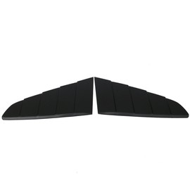 IKON MOTORSPORTS Window Louvers Compatible with 2015-2023 Ford Mustang, Rear Side Quarter Window Louvers Scoops Unpainted Black - PP