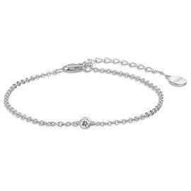 XENOX® Zarge Women's Bracelet Made of High-Quality 925 Sterling Silver with Zirconia Stone, silver colours