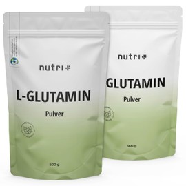 Nutri + L-Glutamine Pulver Pure 1 kg - 100% rein - hochdosiert ohne Zusatzstoffe - Vegan - L-Glutamin Powder - laborgeprüft - glutenfrei