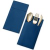 Disposable Linen-Feel Dinner Napkins With Built-in Flatware Pocket, 50-Pack BLUE