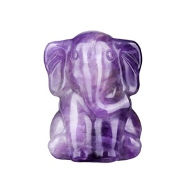 Jovivi 2" Amethyst Crystal Elephant Decor Carved Healing Crystals Gemstones Sitting Elephant Statue Pocket Elephant Figurines Sculpture Home Office Desk Decorations Gifts