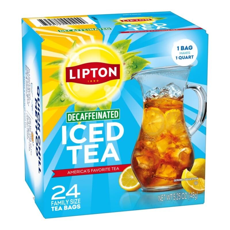 Lipton Decaf Black Iced Tea Bags, Family Size Zero Calories,