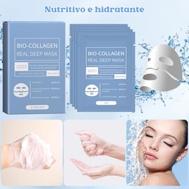 SINYI 10pcs Mascarilla Bio Colágeno，Bio Collagen Mask，Collagen Mask,Mascarilla Nocturna de Colágeno,Hidratante y nutritiva,Deep collagen mask，Reducir 