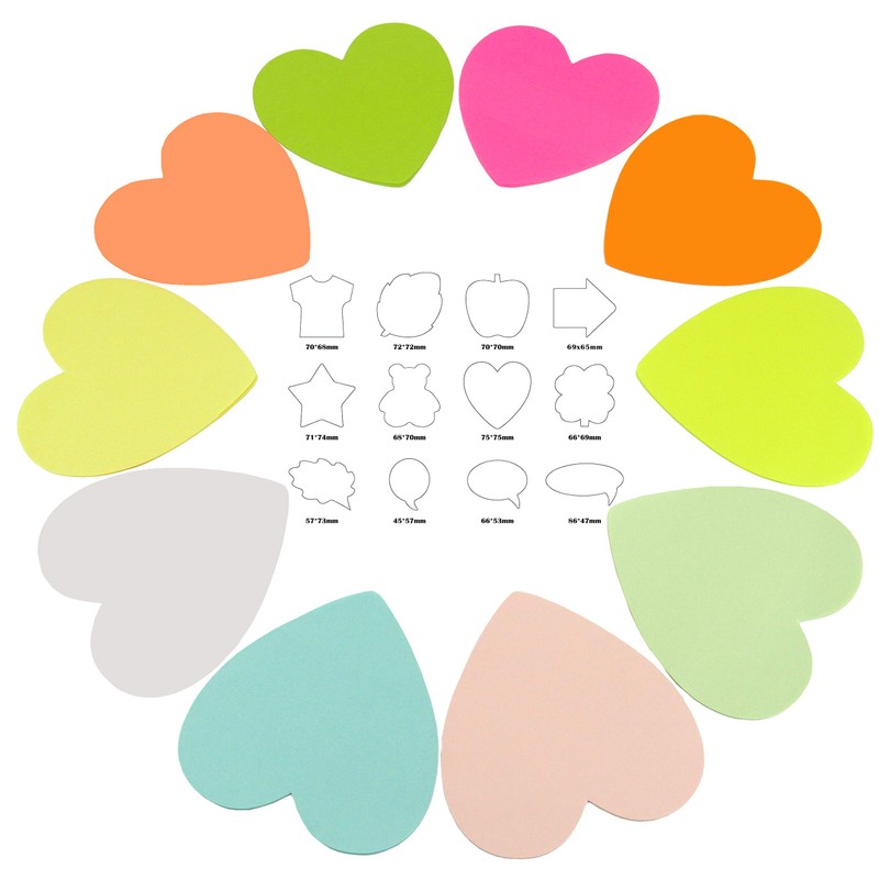 4A Shapes Sticky Notes,50 Sheets Neon Assorted and 50 Sheets