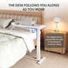 FLEXISPOT H7 Adjustable Overbed Bedside Table with Wheels Pneumatic Mobile