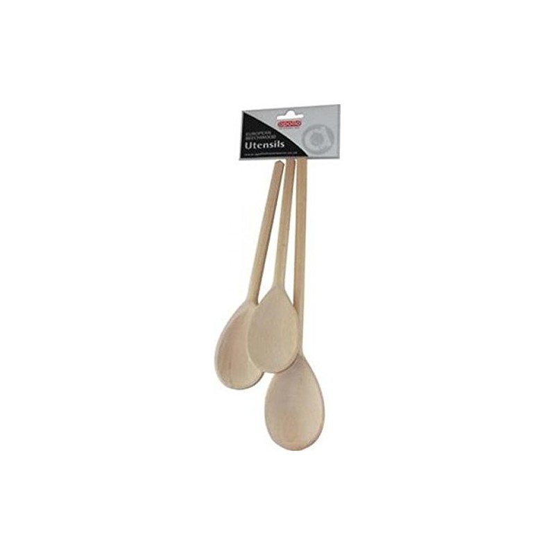 APOLLO Beech Spoon Set 8in/10in/12In, Wood, Brown, 19.8 x 8.6