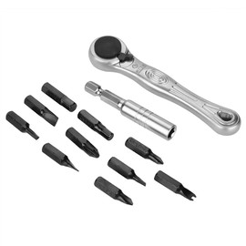 12 Piece Bit Socket Ratchet Set Portable Mini 1/4 Inch Quick Ratchet Wrench Extension Rod and Screwdriver Set Multifunctional Hand Repair Tool for Household Appliances