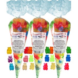 Over 2 POUNDS Gummy Bears Assorted 12 Flavor Mix (3 Pack) Gummi (NET WT 33 OZ) Gourmet Kruise Signature Gift Bags