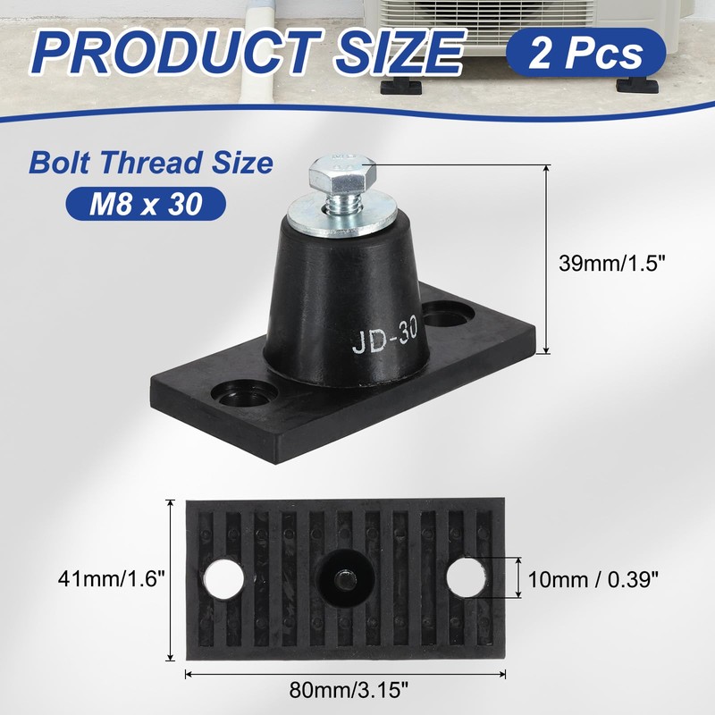 PATIKIL Rubber Vibration Isolator Mounting Bracket 30kg / 66lb Load