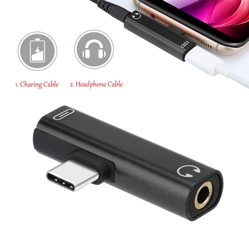 Hsupez USB C to Jack Headphone Adapter, Charging 2 in