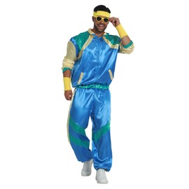 Aibaowedding 80s Outfit, Men's Retro Tracksuit for Women, Bad Taste Costumes (Blue, M)