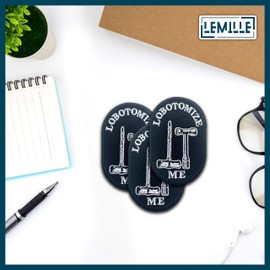 LEMILLE Lobotomize Me Patch, Size 3" Sew On Patches, Humor Aesthetic Embroidery Fabric Patches for Clothes Jeans Backpacks Hats, Book Lover Embroidery Iron On Patches for Clothes, Fantasy Reader Gifts