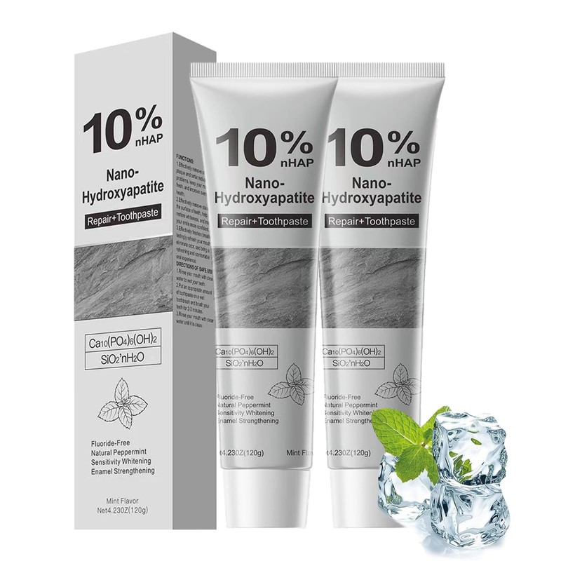 Hydroxyapatite Toothpaste, 10% Nano Hydroxyapatite Toothpaste, Natural and Fluoride-Free, Gentle