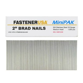 FastenerUSA 2" BRAD NAILS 18GA 304SS 1,000ct | SSB18-2M