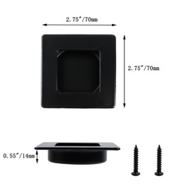 Pastlla 4Pack 2-3/4 Inch Recessed Finger Flush Pulls, Stainless Steel Square Flush Handles for Pocket and Sliding Closet Barn Doors Hardware, Inner Dia 2-1/8 Inch (Black)