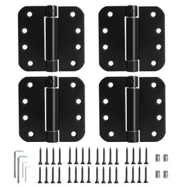 Self Closing Door Hinges 4 Pack, 4 inch Spring Loaded Door Hinges with 5/8" Radius Corners, Adjustable Tension for Exterior & Interior Door Hardware for Left & Right Doors Hinge