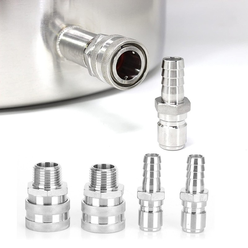 4pcs G1/2in Thread Stainless Steel Quick Connector Adapter Fitting for