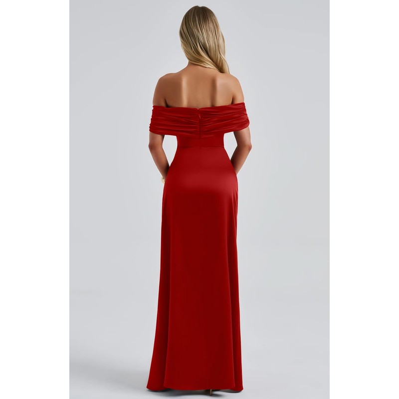 Memoriesea Women's Elegant Off Shoulder High Split Bodycon Evening Wedding