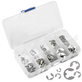 120pcs Stainless Steel E-Clip, Circlip Retaining Snap Ring Assortment Kit with Storage Box (10 Sizes, 1.5-10mm)