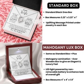 Momavo Jewelry To My Wife - Hold This Close To Feel My Love, Gift For Wife, Wife Husband Gift, Wife To be, Wife Necklace, Forever Love, Christmas Birthday Valentines Gift (Luxury Box w/ LED LIGHT, 18k Yellow Gold Finish)