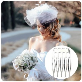 Qoaimu 20 Pack Hair Side Combs - 5 Teeth Small Metal Crafting DIY Slide Combs for Fine Hair, Bridal Wedding Veil - Silver and Gold