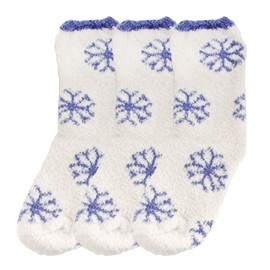 bamboomn – Super Medio/Grande Cozy suave y cálida Fuzzy Copo de Nieve Calcetines – 3Prs, 05 Snowflake Party