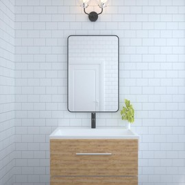 Udorich Enhance Your Space with a 24x36 Inch Matte Black Bathroom Wall Mirror, Versatile for Contemporary Decor, Anti-Rust, and Easy Installation