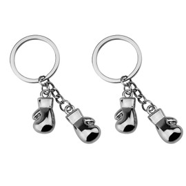 Hugwish Boxing Gloves Key Fob 2 Pieces, Key Fob Boxing Glove, Mini Boxing Gloves, Keyring Boxing for Boxing Fan Gift, silver