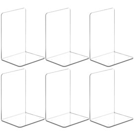 VFINE Acrylic Bookends 6 Pieces, Clear Bookends for Shelves Decor Heavy Duty Book Ends and Desktop Organizer, Book Stopper for Home Office School Supplies,7 * 4.8 * 4.75 inch