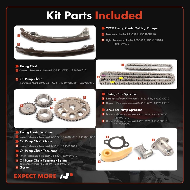 A-Premium 12-PC Engine Timing Chain Kit Compatible with Toyota Camry