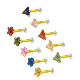 Star Fashionable Mini Nose pin Studded | Stylish Trendy Nose Ring | Piercing Accessories Jewellery Perfect for Gifts and Occasion wear 5, Small, Brass, no gemstone