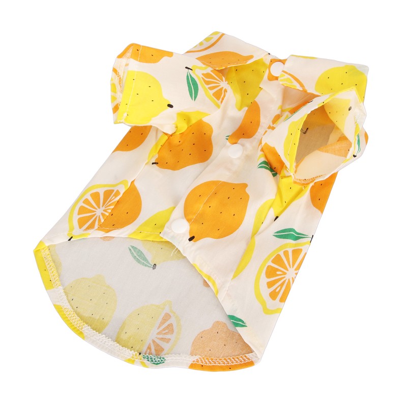 Dog Summer Shirts Lemon Print Breathable Cool Hawaiian Dog Shirts