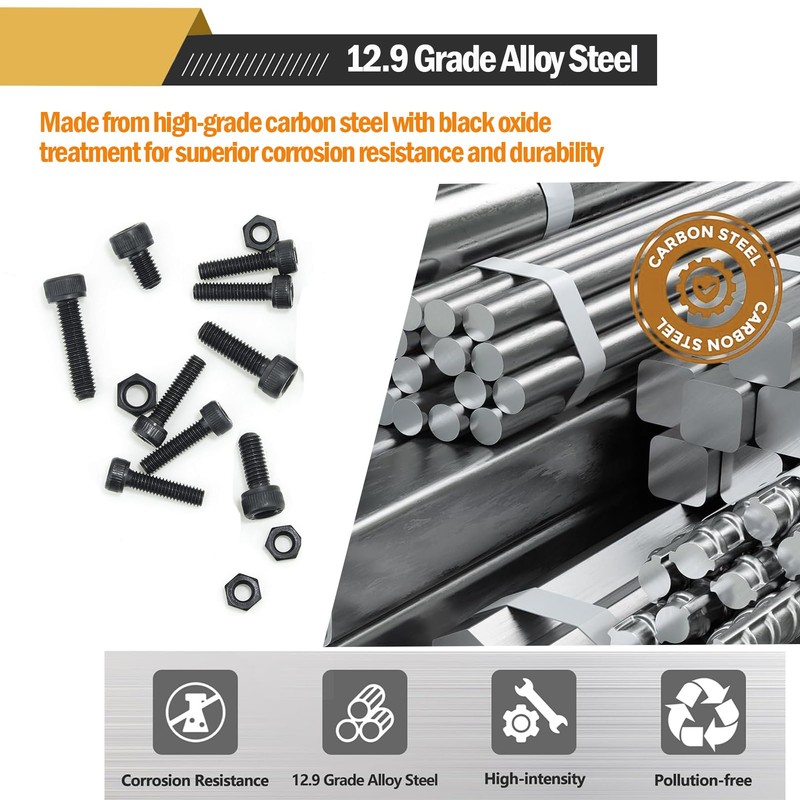 500 Pieces, M3 M4 M5 Hex Socket Head Cap Screw