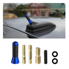 Sylvil Car Short Antenna, 1.37" Stubby Aluminum Radio Antenna Replacement, Carbon Fiber Antenna Kit with Screws, AM/FM Roof Mount Car Radio Reception Antenna Mast for Most Cars SUVs (Blue)