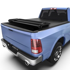 Soft Quad-fold Tonneau Cover Fit for Dodge Ram 1500 2009-2025 (Incl. Classic & New), Fleetside 5.7 Ft Bed (Without Ram Box)