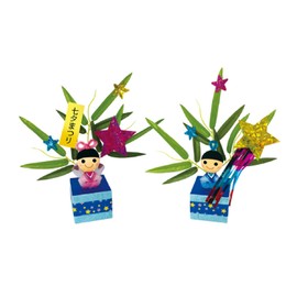 Sasagawa 39-8239 Store Decoration, Garland, Store Supplies, Tanabata Height 10.6 x Width 8.7 inches (270 mm) x Width 8.7 inches (220 mm), Orihime Hikoboshi Stand, Set of 2