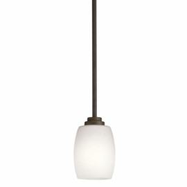Kichler Eileen 8" 1 Light Mini Pendant with Satin Etched Cased Opal Glass in Olde Bronze®