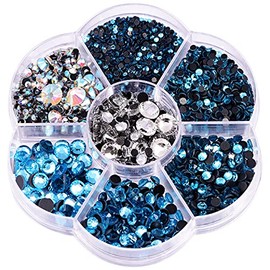 Blinginbox 3000 Pieces Mixed Sizes Crystals AB DMC Hot Fix Rhinestone Glass Rhinestone Red Hotfix Rhinestones Iron-On Rhinestones Capri Blue